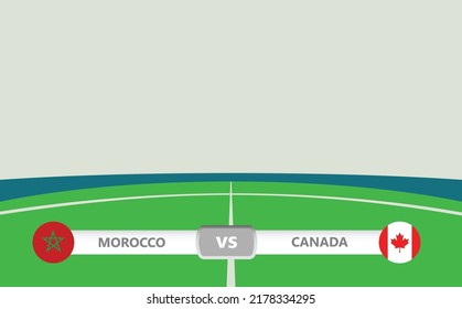 Vector match preview with the lower third label within football stadium background. Morocco vs Canada.