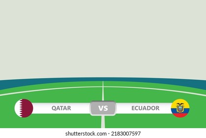 Vector match preview with the lower third label within football stadium background. Qatar vs Ecuador.