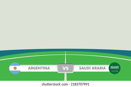 Vector match preview with the lower third label within football stadium background. Argentina vs Saudi Arabia.