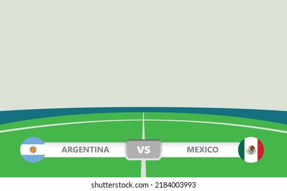 Vector match preview with the lower third label within football stadium background. Argentina vs Mexico.