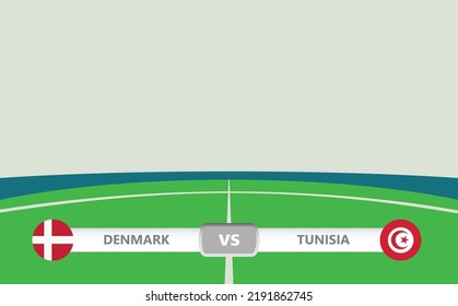 Vector match preview with the lower third label within football stadium background. Denmark vs Tunisia.