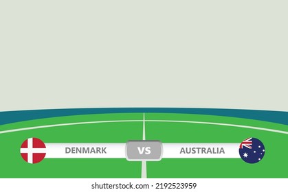 Vector match preview with the lower third label within football stadium background. Denmark vs Australia.