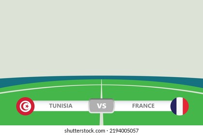 Vector match preview with the lower third label within football stadium background. Tunisia vs France.