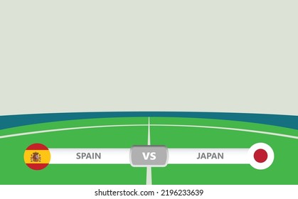 Vector match preview with lower third label within football stadium background. Spain vs Japan.