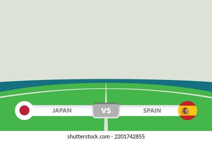 Vector match preview with lower third label within football stadium background. Japan vs Spain.