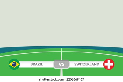 Vector match preview with lower third label within football stadium background. Brazil vs Switzerland.