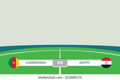 Vector match preview with lower third label within football stadium background. Cameroon vs Egypt.