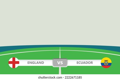 Vector match preview with a lower third label within football stadium background. England vs Ecuador.