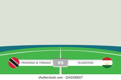 Vector match preview with the lower third label within football stadium background. Trinidad and Tobago vs Tajikistan.