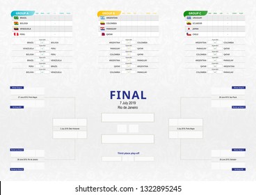 Vector match schedule of football tournament. Soccer tournament bracket, size A2 ready for print. 