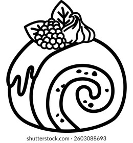 a vector of matcha cake in black and white coloring 