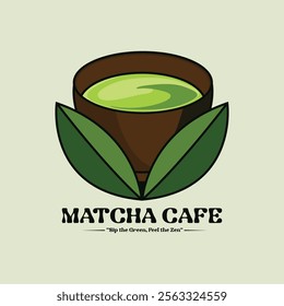 Vector matcha tea badge concept