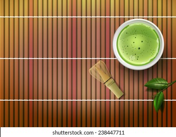 Vector Matcha Tea Concept, Eps10, malla degradada y transparencia utilizada, versión ráster disponible