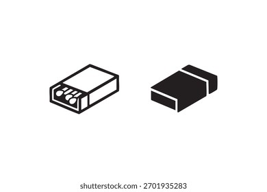Vector Matchbox line and solid icon pack outline different style. Symbol, logo