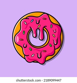 Vector material for beautiful strawberry jam donuts, suitable for logos, icons, stickers