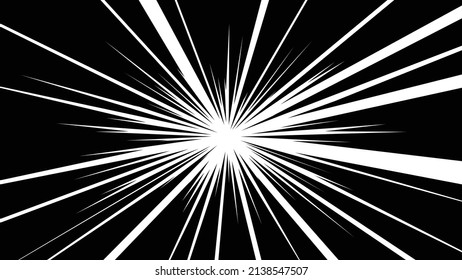 Vector material of cartoon style effect line of concentrated line of black solid flash