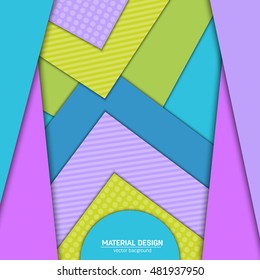 Vector material design background. Abstract creative concept layout template. For web and mobile app, paper art illustration design. style blank, poster, booklet. Motion wallpaper element. Flat ui