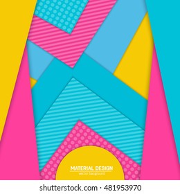 Vector material design background. Abstract creative concept layout template. For web and mobile app, paper art illustration design. style blank, poster, booklet. Motion wallpaper element. Flat ui