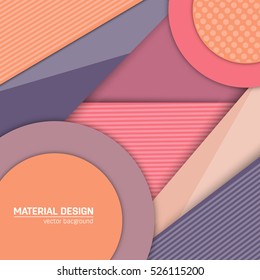 Vector material design background. Abstract creative concept layout template. For web and mobile app, paper art illustration, style blank, poster, booklet. Motion wallpaper element. Flat ui