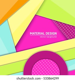 Vector material design background. Abstract creative concept layout template. For web and mobile app, paper art illustration, style blank, poster, booklet. Motion wallpaper element. Flat ui.