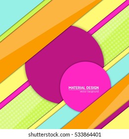 Vector material design background. Abstract creative concept layout template. For web and mobile app, paper art illustration, style blank, poster, booklet. Motion wallpaper element. Flat ui.