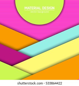 Vector material design background. Abstract creative concept layout template. For web and mobile app, paper art illustration, style blank, poster, booklet. Motion wallpaper element. Flat ui.