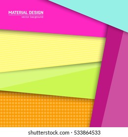 Vector material design background. Abstract creative concept layout template. For web and mobile app, paper art illustration, style blank, poster, booklet. Motion wallpaper element. Flat ui.