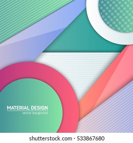 Vector material design background. Abstract creative concept layout template. For web and mobile app, paper art illustration, style blank, poster, booklet. Motion wallpaper element. Flat ui.