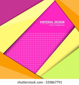 Vector material design background. Abstract creative concept layout template. For web and mobile app, paper art illustration, style blank, poster, booklet. Motion wallpaper element. Flat ui.