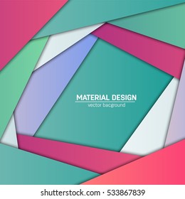 Vector material design background. Abstract creative concept layout template. For web and mobile app, paper art illustration, style blank, poster, booklet. Motion wallpaper element. Flat ui.