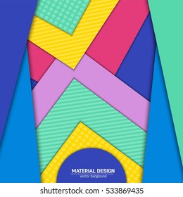 Vector material design background. Abstract creative concept layout template. For web and mobile app, paper art illustration, style blank, poster, booklet. Motion wallpaper element. Flat ui.