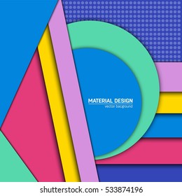 Vector material design background. Abstract creative concept layout template. For web and mobile app, paper art illustration, style blank, poster, booklet. Motion wallpaper element. Flat ui.