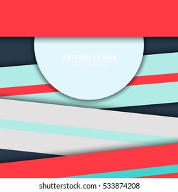 Vector material design background. Abstract creative concept layout template. For web and mobile app, paper art illustration, style blank, poster, booklet. Motion wallpaper element. Flat ui.