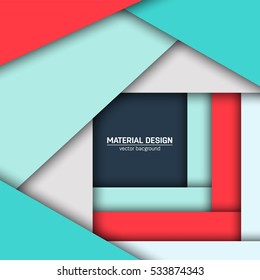 Vector material design background. Abstract creative concept layout template. For web and mobile app, paper art illustration, style blank, poster, booklet. Motion wallpaper element. Flat ui.