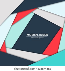Vector material design background. Abstract creative concept layout template. For web and mobile app, paper art illustration, style blank, poster, booklet. Motion wallpaper element. Flat ui.