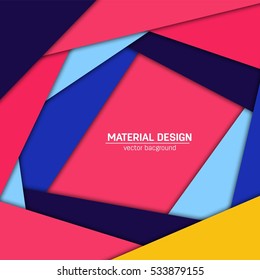 Vector material design background. Abstract creative concept layout template. For web and mobile app, paper art illustration, style blank, poster, booklet. Motion wallpaper element. Flat ui.