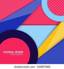 Vector material design background. Abstract creative concept layout template. For web and mobile app, paper art illustration, style blank, poster, booklet. Motion wallpaper element. Flat ui.