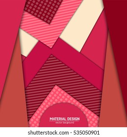 Vector material design background. Abstract creative concept layout template. For web and mobile app, paper art illustration, style blank, poster, booklet. Motion wallpaper element. Flat ui.