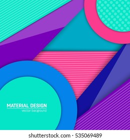 Vector material design background. Abstract creative concept layout template. For web and mobile app, paper art illustration, style blank, poster, booklet. Motion wallpaper element. Flat ui.