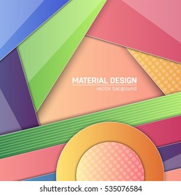 Vector material design background. Abstract creative concept layout template. For web and mobile app, paper art illustration, style blank, poster, booklet. Motion wallpaper element. Flat ui.
