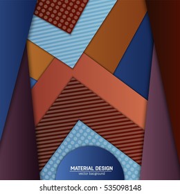 Vector material design background. Abstract creative concept layout template. For web and mobile app, paper art illustration, style blank, poster, booklet. Motion wallpaper element. Flat ui.