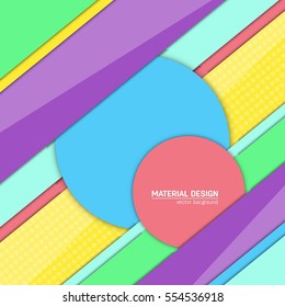 Vector material design background. Abstract creative concept layout template. For web and mobile app, paper art illustration, style blank, poster, booklet. Motion wallpaper element. Flat ui.