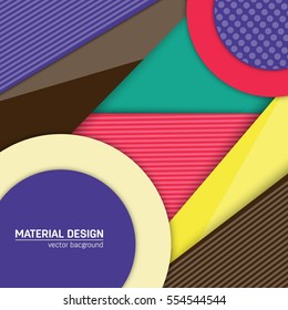 Vector material design background. Abstract creative concept layout template. For web and mobile app, paper art illustration, style blank, poster, booklet. Motion wallpaper element. Flat ui.