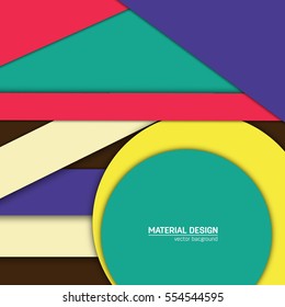 Vector material design background. Abstract creative concept layout template. For web and mobile app, paper art illustration, style blank, poster, booklet. Motion wallpaper element. Flat ui.