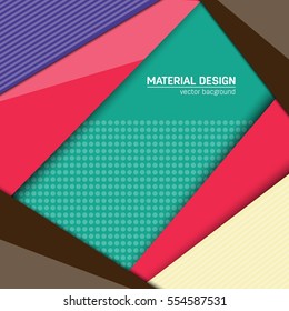 Vector material design background. Abstract creative concept layout template. For web and mobile app, paper art illustration, style blank, poster, booklet. Motion wallpaper element. Flat ui.