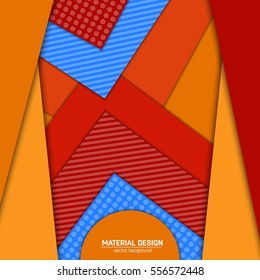 Vector material design background. Abstract creative concept layout template. For web and mobile app, paper art illustration, style blank, poster, booklet. Motion wallpaper element. Flat ui.