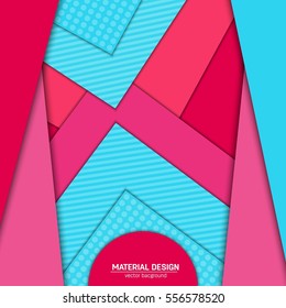 Vector material design background. Abstract creative concept layout template. For web and mobile app, paper art illustration, style blank, poster, booklet. Motion wallpaper element. Flat ui.