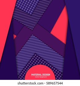 Vector material design background. Abstract creative concept layout template. For web and mobile app, paper art illustration, style blank, poster, booklet. Motion wallpaper element. Flat ui