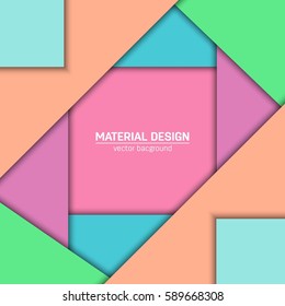 Vector material design background. Abstract creative concept layout template. For web and mobile app, paper art illustration, style blank, poster, booklet. Motion wallpaper element. Flat ui