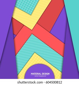 Vector material design background. Abstract creative concept layout template. For web and mobile app, paper art illustration, style blank, poster, booklet. Motion wallpaper element.